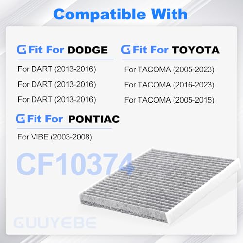 Image of Cabin Air Filter With Activated Carbon,For Toyota 2005-2023 Tacoma,For Dodge 2013-2016 Dart,For Pontiac 2003-2008 VIBE,For CF10374 CP374