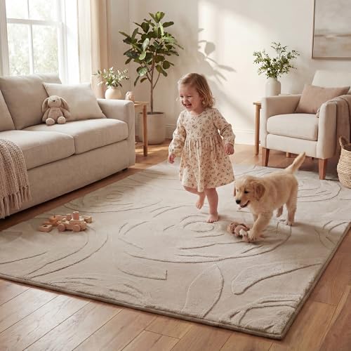 Image of 1.3 inch Thick Baby Play Mat 59x79 Plush Foam Mats for Baby (Brown) | Padded Memory Foam Waterproof Non-Slip Easy Care 100% Baby-Safe Materials, Tummy Time Crawling Playroom Living Room Nursery