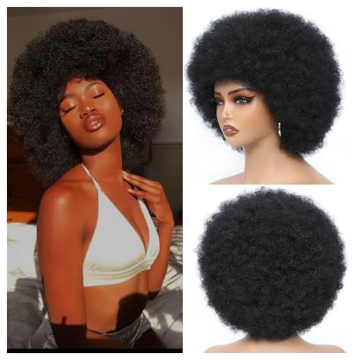Xcalic Afro Wigs for Black Women 70s Disco Wig for Women Natural Curly Bouncy Fluffy Afro Wigs for Daily and Costume Cosplay (1B#)