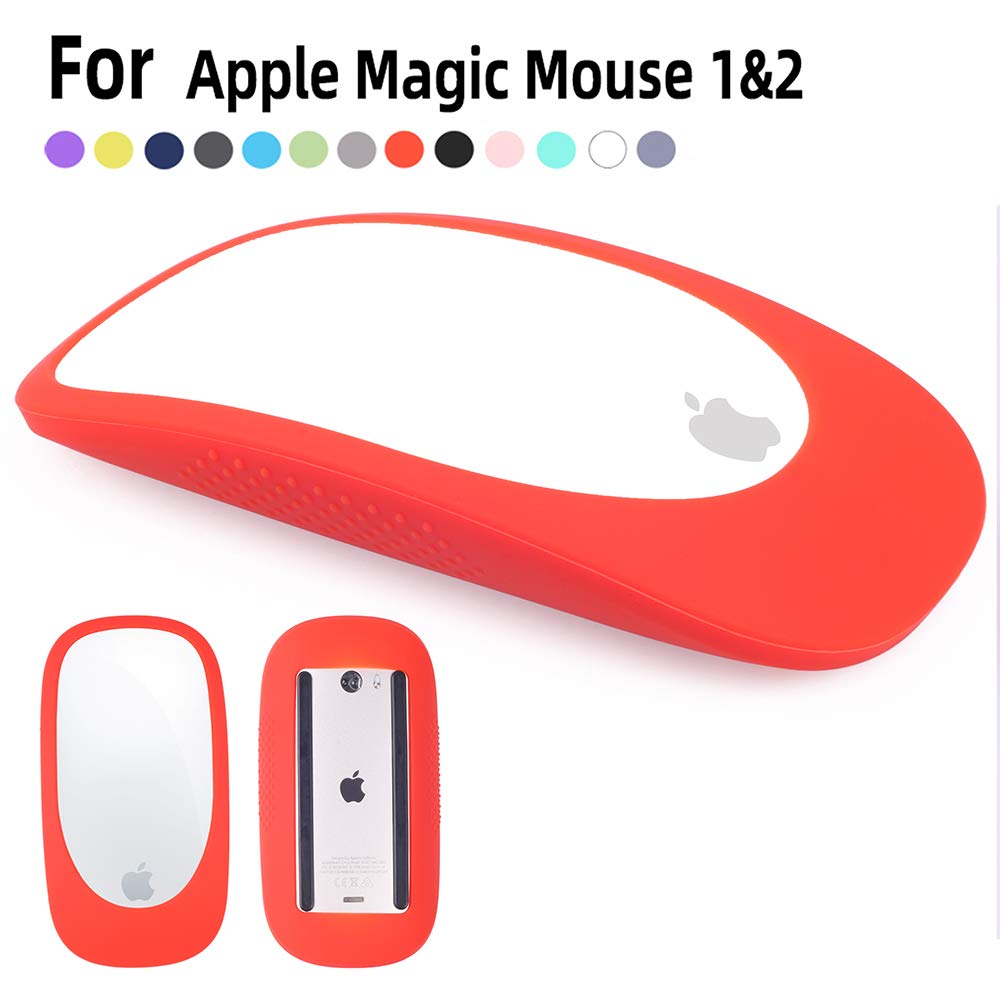 N/T Silicone Case Cover Protective Skin for Magic Mouse 1/2 Silicone Case for Apple Magic iPad Mouse (Red)