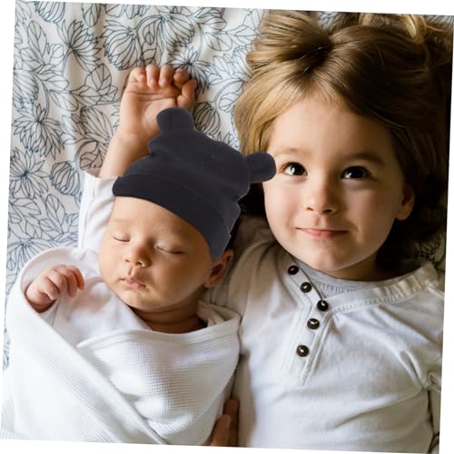 Newborn Cotton Hat and Anti-Scratch Gloves Set 3pcs Baby Hand Covers for Boys and Girls Soft Breathable Cotton Mittens for Newborns for Infant Sleep and Protection Black3