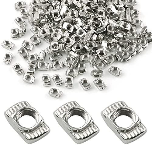 100 Pieces 2020 Series M5 T Nuts, T-Slot Nut Hammer Head Fastener, Plated Carbon Steel Sliding T Nuts for Aluminum Profile