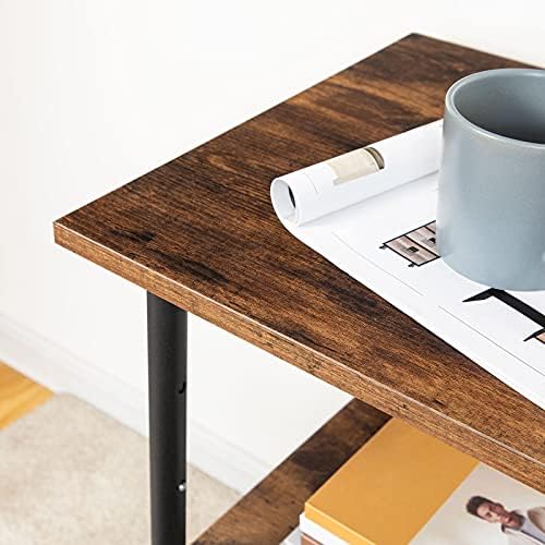 HOOBRO Mobile Printer Stand with Storage, Record Player Stand, Height Adjustable Printer Table, Printer Trollely On Wheels, 3-Tier Printer Cart, for Laser Pinter, Home Office, Rustic Brown EBF03PS01