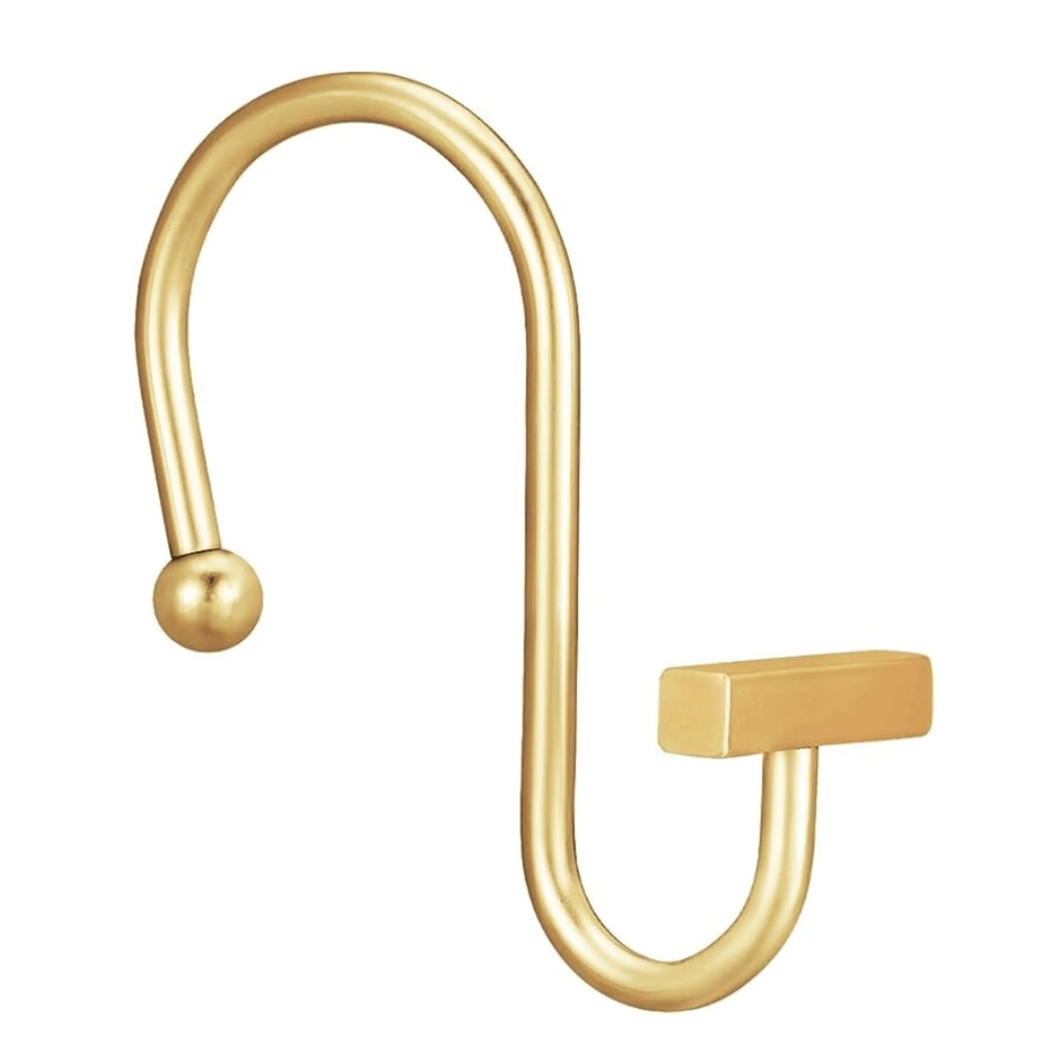 Gracelife Gancho decorativo para cortina de ducha, moderno, cuadrado, en forma de T, ganchos de ducha a prueba de óxido, anillos de cortina de ducha para baño (dorado)
