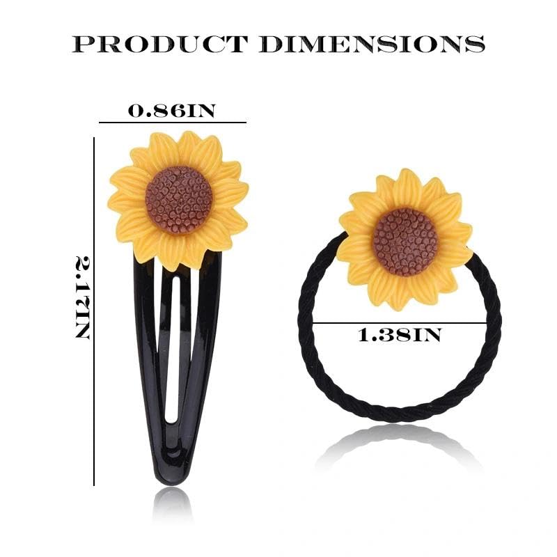 Sunflower Snap Hair Clips and Hair Ties for Baby Girls 8 PCS Yellow Flower Hair Barrettes Daisy Hair Elastics Bands for Toddlers Kids Sunflowers Hair Rope Ponytail Holder - Image 6
