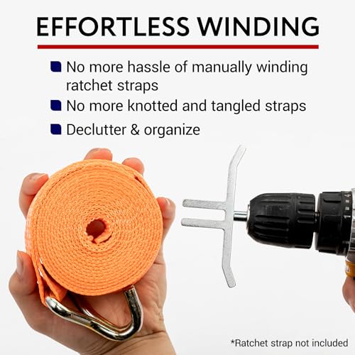 Impresa Ratchet Strap Winder for Drill - Steel Drill Strap Rollers for Flatbeds, Trucker Straps & Trailer Winch Straps - Fits Impact Drivers - for Up to 4 Inch - Image 4