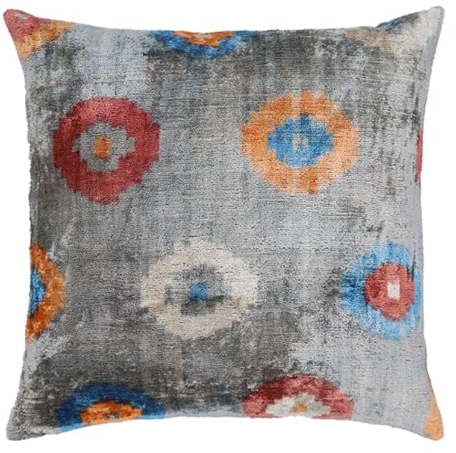 Handmade Decorative Throw Pillow with Down Filled Insert, Gray Polka Dots Pattern Soft Velvet Silk Square Throw Cushion Cover for Living Room Sofa Couch, QC in The USA - 20 x 20 in