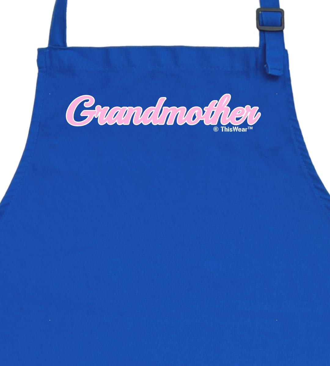 ThisWear Inspirational Gift For Grandmother Script Name Two Pocket Adjustable Bib Apron Royal