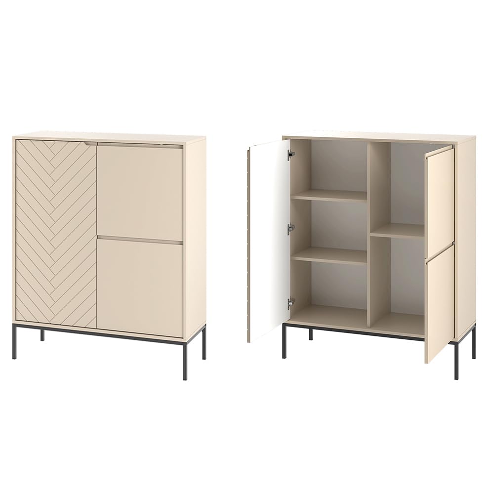 Lomadox Wohnzimmer Set 2-teilig Wohnzimmerschrank Wohnzimmermöbel Wohnzimmer Schränke modern in Kaschmir mit gefrästen Fronten