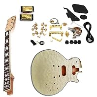 It is completely unfinished, so you can do any design you want with this guitar set. This DIY electric guitar kit includes all the parts to build a complete guitar. rosewood fingerboard,628 chord length, 22fret, 2.9MM wide white copper wire，0.6 mm th...