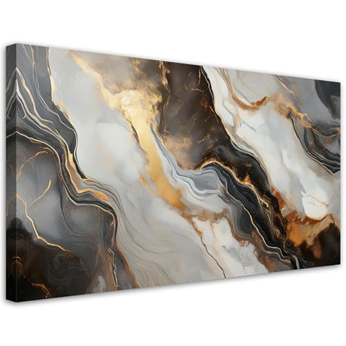 Feeby - Tableaux - Deco Tableau Murale - Marbre gris noir abstraction industrielle - 120x60 1partie - Pour la Chambre et le Salon - Pour Chaque Pièce de Votre...