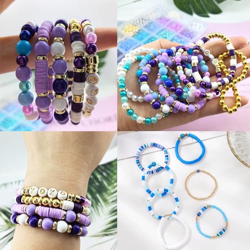 50% Off 2220pcs Purple Blue Polymer Clay Beads for Jewelry Making