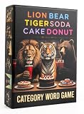 LION BEAR TIGER SODA CAKE DONUT – Fun Fast-Paced Family Category Word Game for Family Game Night Be First to Empty Your Hand-2-8 Players