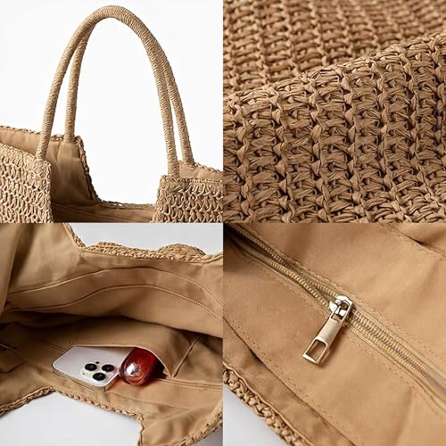 Bolso de playa personalizado tejido para mujer miniatura 5