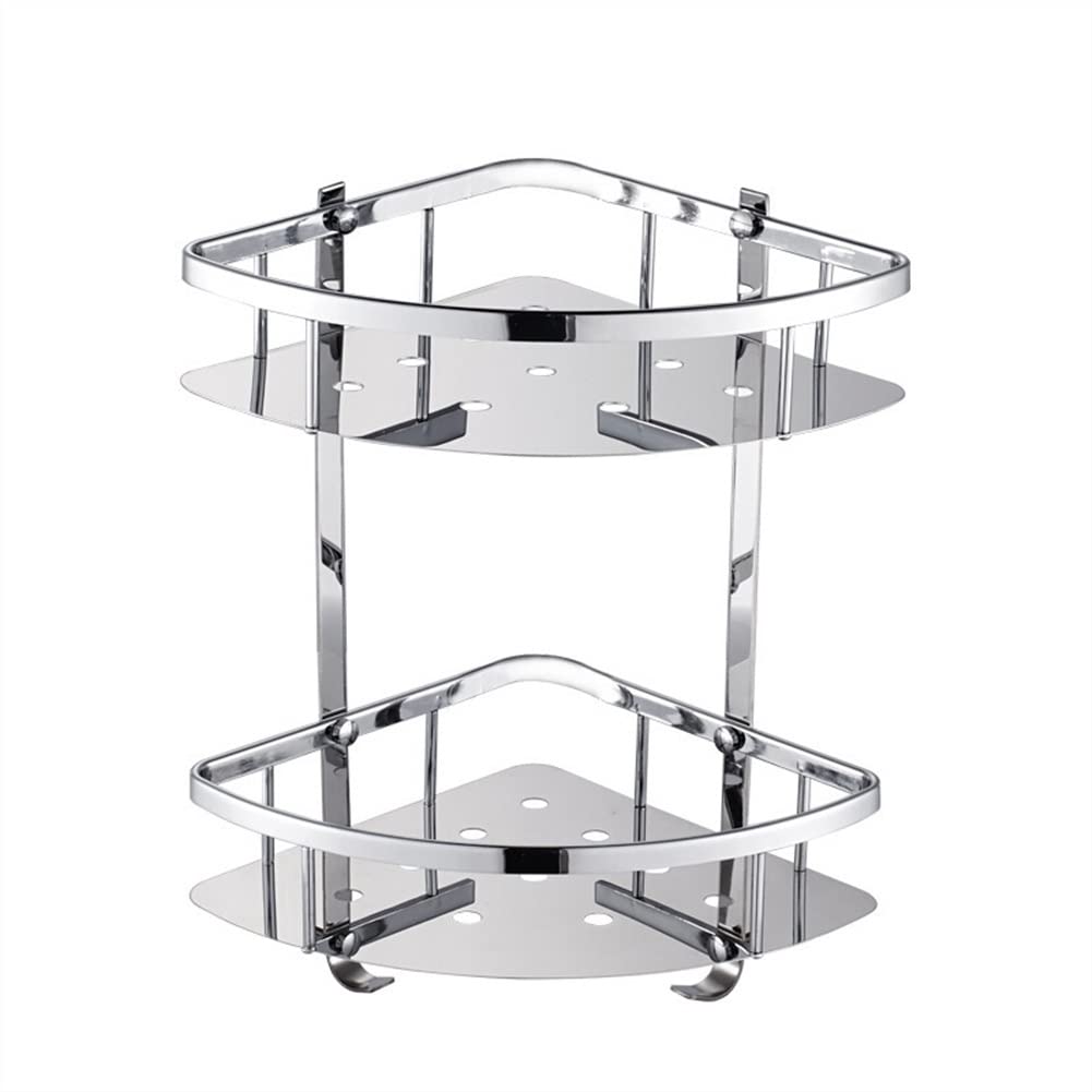 DOUYUANSHI Shower Caddy Bathroom Shelf Corner Bathroom Shelves Double Tiers Corner Shower Bright Basket Shelf Tidy Rack Caddy