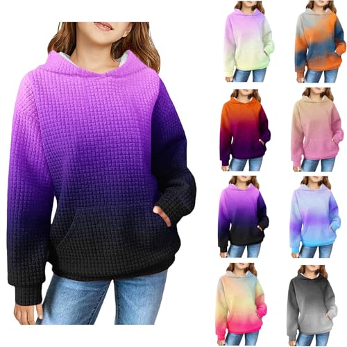 Hoodies for Teen Girls 2025 Cute Trendy Waffle Hooded Preppy Sweatshirts Oversized Long Sleeve Tween Girl Clothes