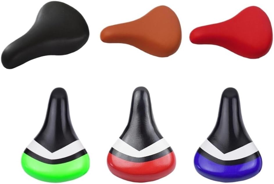 Kids Bicycle Saddle Comfortable PU Leather Easy to Install Bicycle Seat Cushion Kids Bike Saddle for Boys Girls Bicycles(Black Green)