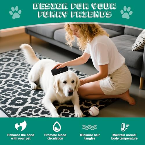 Fellwunder Bürste Hund, Pet Hair Removal Brush, Fur Wonder Brush Dog, Hundebürste, Tierhaarentferner Handschuh, Katzenbürste, Deshedding für Hunde und Katzen,Schwarz