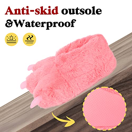 Image of Women Plush Animal Paw Slippers Funny Novelty Bear Claw Slippers Cozy Furry Warm Memory Foam Slippers Gifts for Halloween Christmas