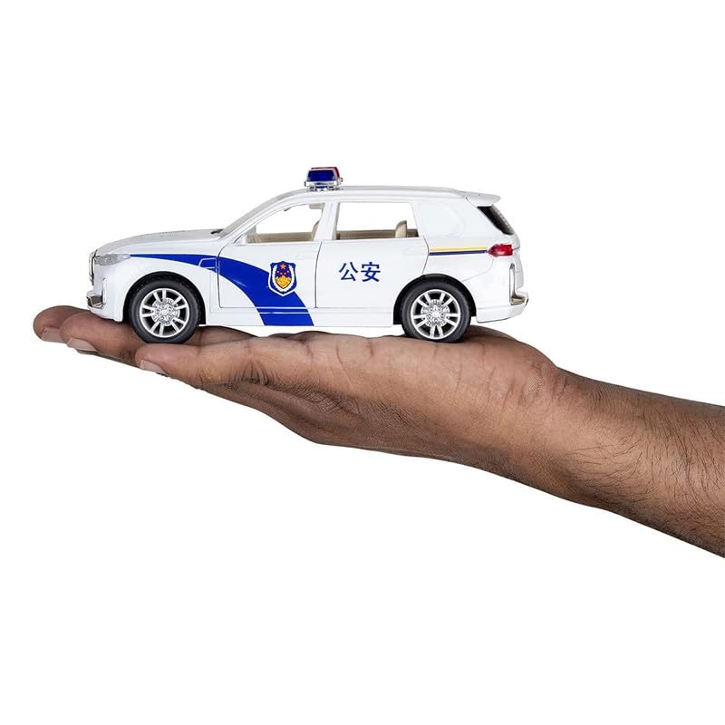 Image of Play Boy 1:32 BMW X7 Police Model Diecast Metal Alloy Pullback Toy Vehicle with Openable Doors Light and Music Car for Kids (Multicolor)