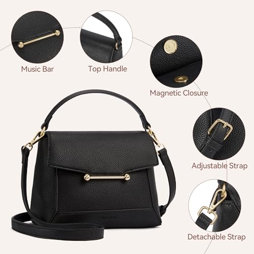 BOSTANTEN Small Crossbody Bags for Women Trendy Top Handle Shoulder Purse Vegan Leather Handbags with Flap4