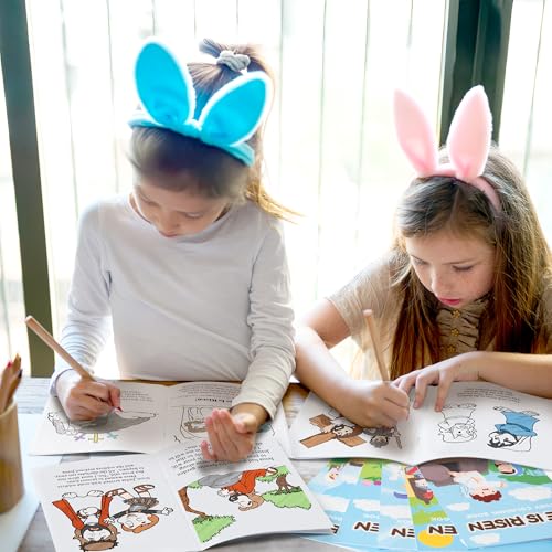 Image of Easter Coloring Books for Kids - 24Pcs Bulk He is Risen Mini Coloring Booklet Religious DIY Art Drawing Book for Toddlers Spring Easter Holiday Party Goodie Bags Stuffers Sunday School Classroom Favor
