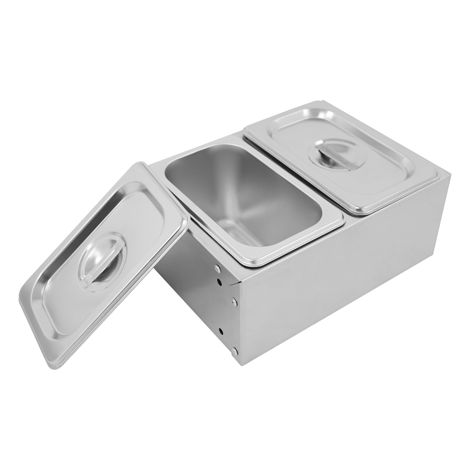 6 Stück Pizza Zutatenbehälter Edelstahl Gastro Behälter mit Deckel, Cocktail Zutatenbehälter Bar für Gastro, Küche, Pizza Station, Buffet Zubehör, Salatbar
