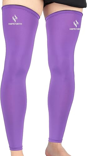 HOPEFORTH Paquete de 2 mangas de compresión de pierna completa, rodilleras para pantorrillas, calentadores de protección UV para hombres, mujeres,