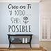 Docliick® Frase Vinilo"Cree en ti y todo será posible" Vinilos decorativos,vinilo frases...
