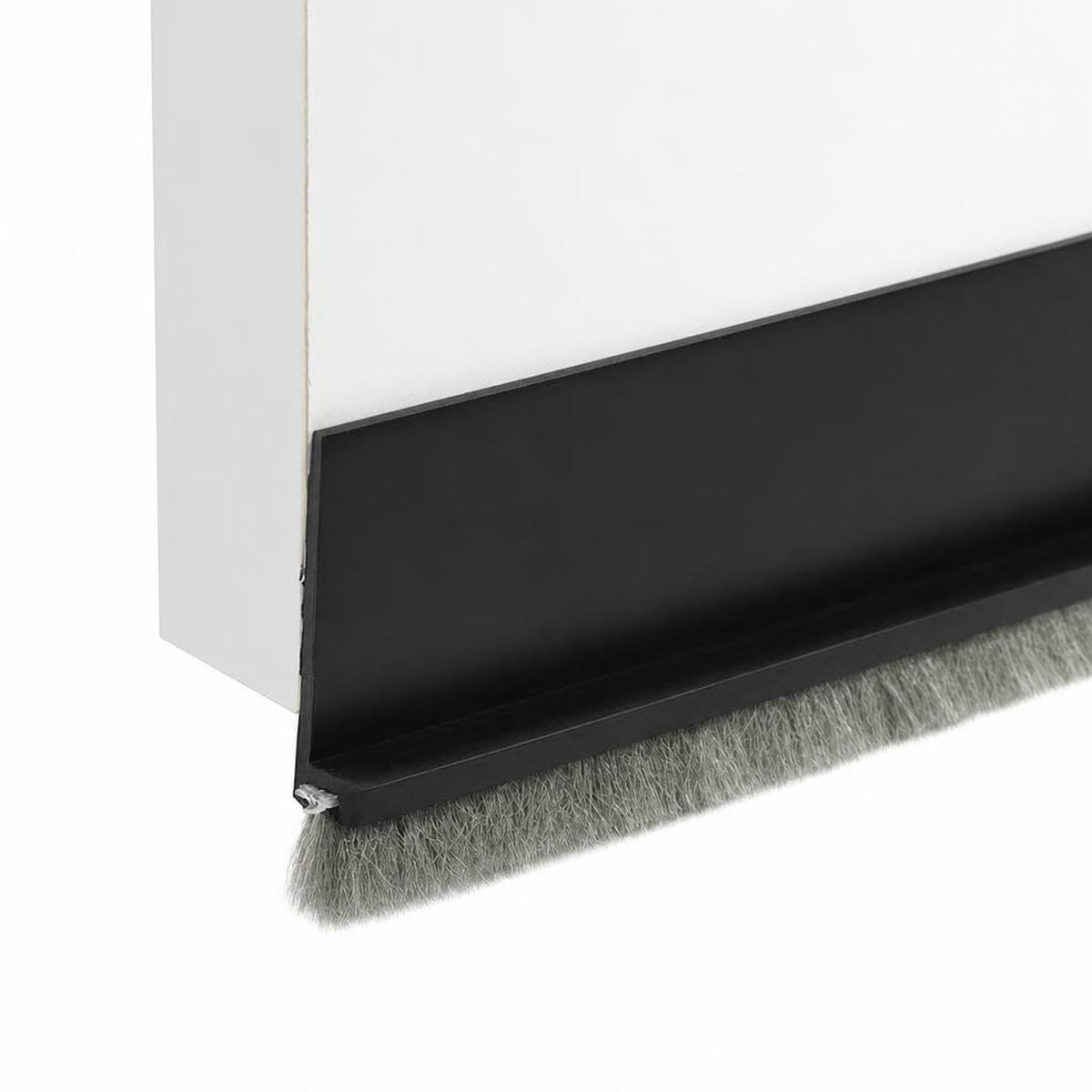 Door Seal Draft Stopper with Brush Reduce Noise, Rubber Door Sweep Breeze BlockerInsect Proof, dust Proof and Sound Proof seal-Black-53.0mm-1M