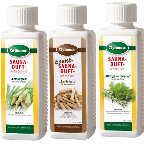 Finnsa Saunaaufguss Geist & Frische: Lemongras, Sandelholz und Minzige Herbstfrische (3x250ml = 750ml)