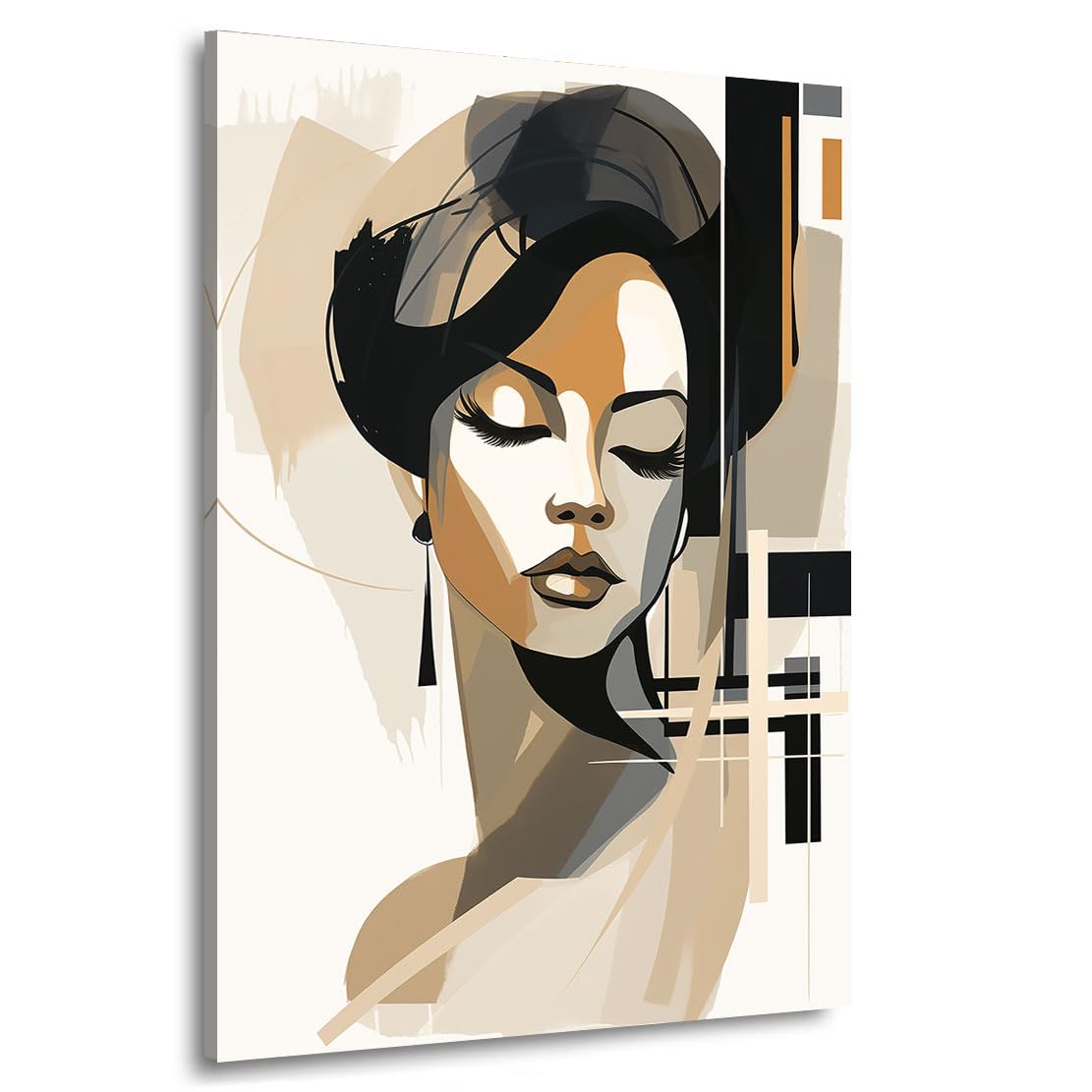 Impression sur toile minimaliste femme Kunstgestalten24 tableau portrait moderne art mural