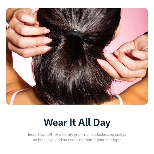 Image of Gimme Beauty Fine Hair Elastic Bands - Slim-Fit Elastic Ties for Fine, Brittle, or Bleached Hair - No-Dent, Gentle-Grip Ponytail Holders for All-Day Comfort - 12 Pack, Black