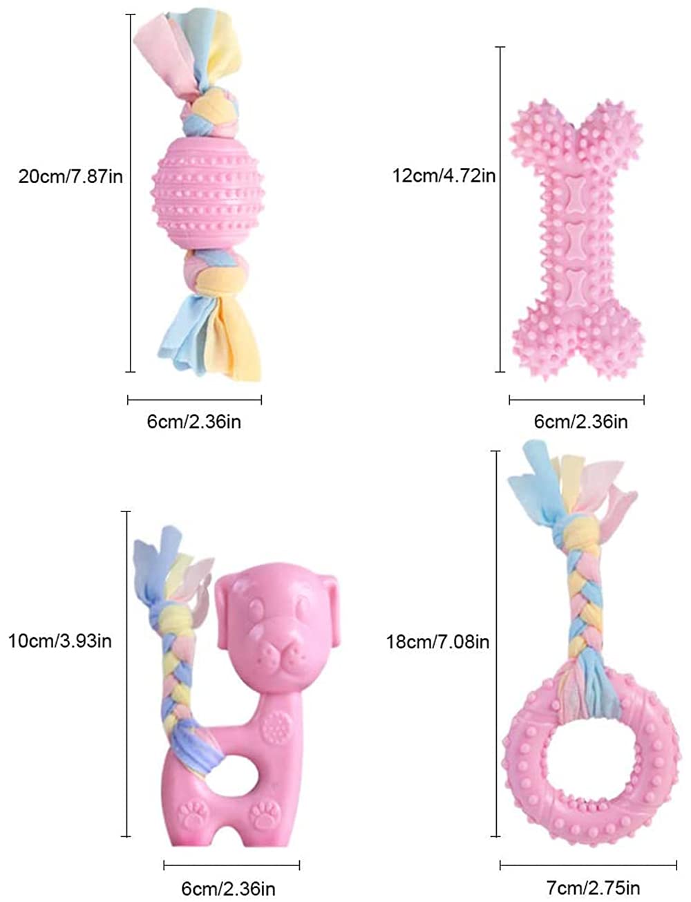 CAMITER Dog Chew Toys, 7pcs Dog Puppies Teething Chewing Toy Set with Ball and Colorful Ropes, Interactive Pet Toys for Small and Medium Dogs ()