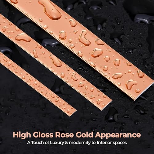 Image of Gold Moulding Patti for Wall - 5M Self Adhesive Metal Strip | T Profile Wall Moulding Trim for Ceiling, Furniture, Cabinet, Tile Border | 12MM SS 201 Mirror Finish (Gold, 12MM)