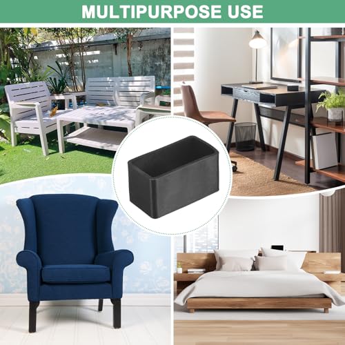 Image of M METERXITY 20-Pack Rectangle Chair Leg Caps, 0.78 x 1.57 (20 x 40mm) PVC Chair Leg Floor Protectors for Chairs /Table /Bed, Furniture Feet Covers Cups Non-Slip End Tips