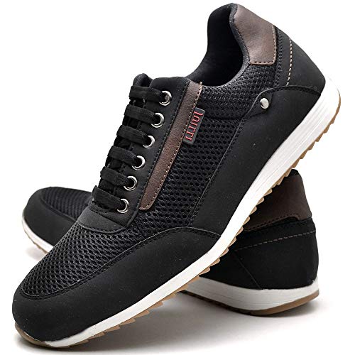 Sapatênis Sapato Casual Com Relógio e Carteira Masculino JUILLI R1100DB Tamanho:38;cor:Preto;gênero: