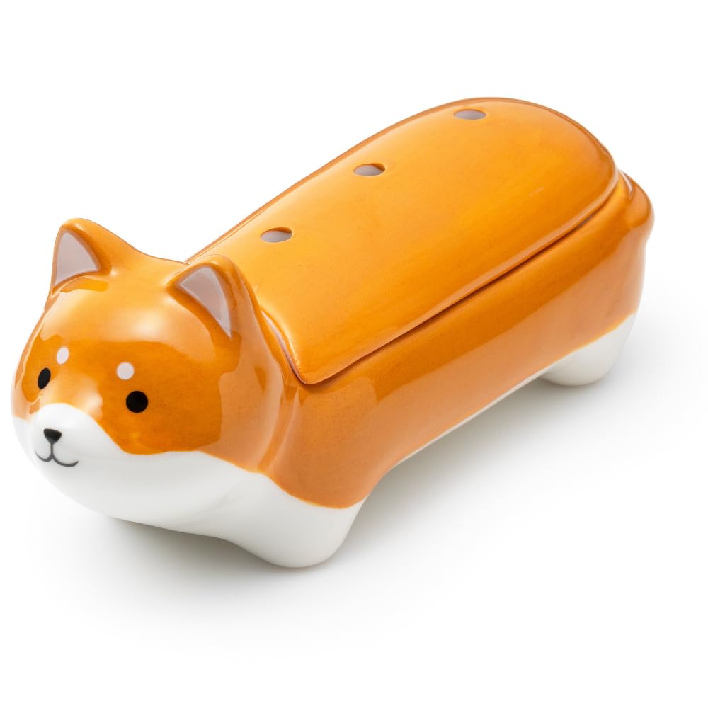 Shiba Inu Incense Holder Ceramic Side Laying Dog Earthenware Incense Stand