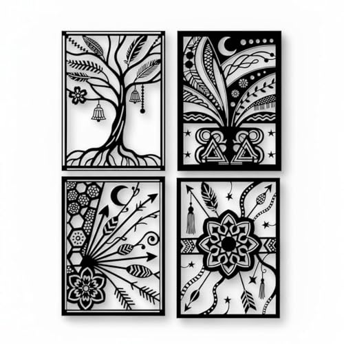 Tableau Mural Boho en Métal Noir Moderne pour Sublimer Votre Salon
