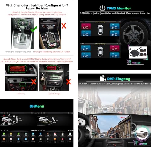 Erisin Android 12 Bilradio 10,25" för Audi A4 A5 B8 - Carplay, GPS & Mer