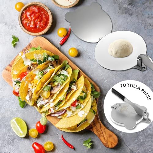 Tortilla Press Stainless Steel，SELERS,Heavy Duty, Adjustable To Press Different Thickness Of Crust, Removable, For Flour Tortilla, Roti, Flatbreads, Taco, Pie, Silver (10.5 inch) by SELERS - Image 3