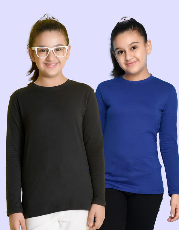 Image of Nusyl Girls Full Sleeves T-Shirt for Kids | Cute Printed Casual Wear | Soft Cotton Blend | Comfortable Regular Fit | 2-16 Years | Multiple Colors