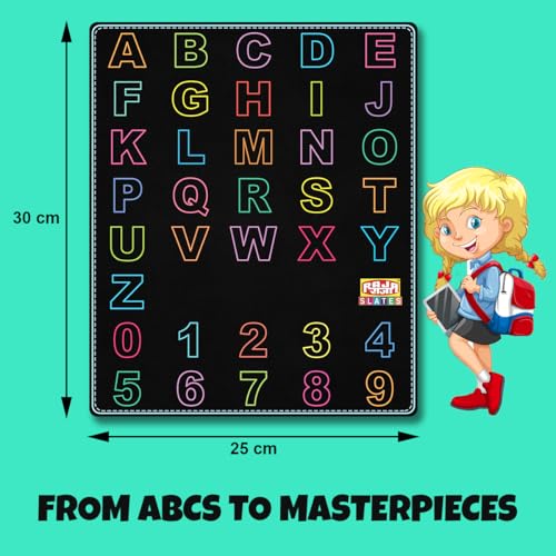 Image of TOKYODO Pre-Printed Rewriting Slates Chalk Board for Kids, Double Sided Writing Learning Black Board, with 4 Letter Spelling Cards (Pack of 4, Capital)