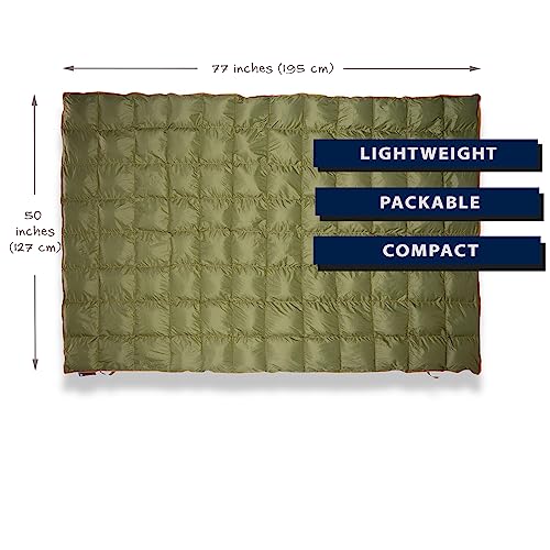 Get Out Gear BOUFFIE OLIVE Down Camping Blanket - Outdoor Lightweight Packable 650 Fill Power Down Blanket Compact Waterproof And Warm Backpacking Quilt thumb #2