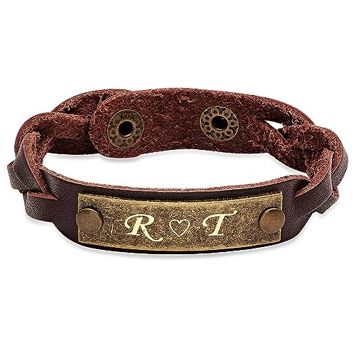 Personalized Brown Genuine Leather Bracelet