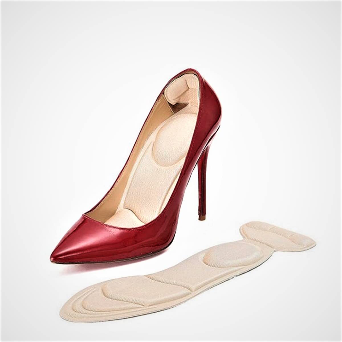 Plantillas Invisibles para Tacones Mujer Viscoelásticas con Protector de Talón, Autoadhesivas, Recortables, Antirozaduras, Antideslizantes, Alivio Metatarso para Zapatos y Sandalias, Beige