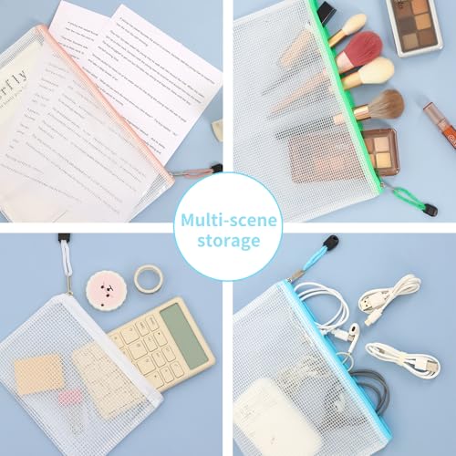 Image of EOOUT 56pcs Mesh Zipper Pouch, Waterproof Zipper Bags, 8 Sizes Plastic Travel Pouch, 18 Colors, Multipurpose for Travel Storage, Office Appliances