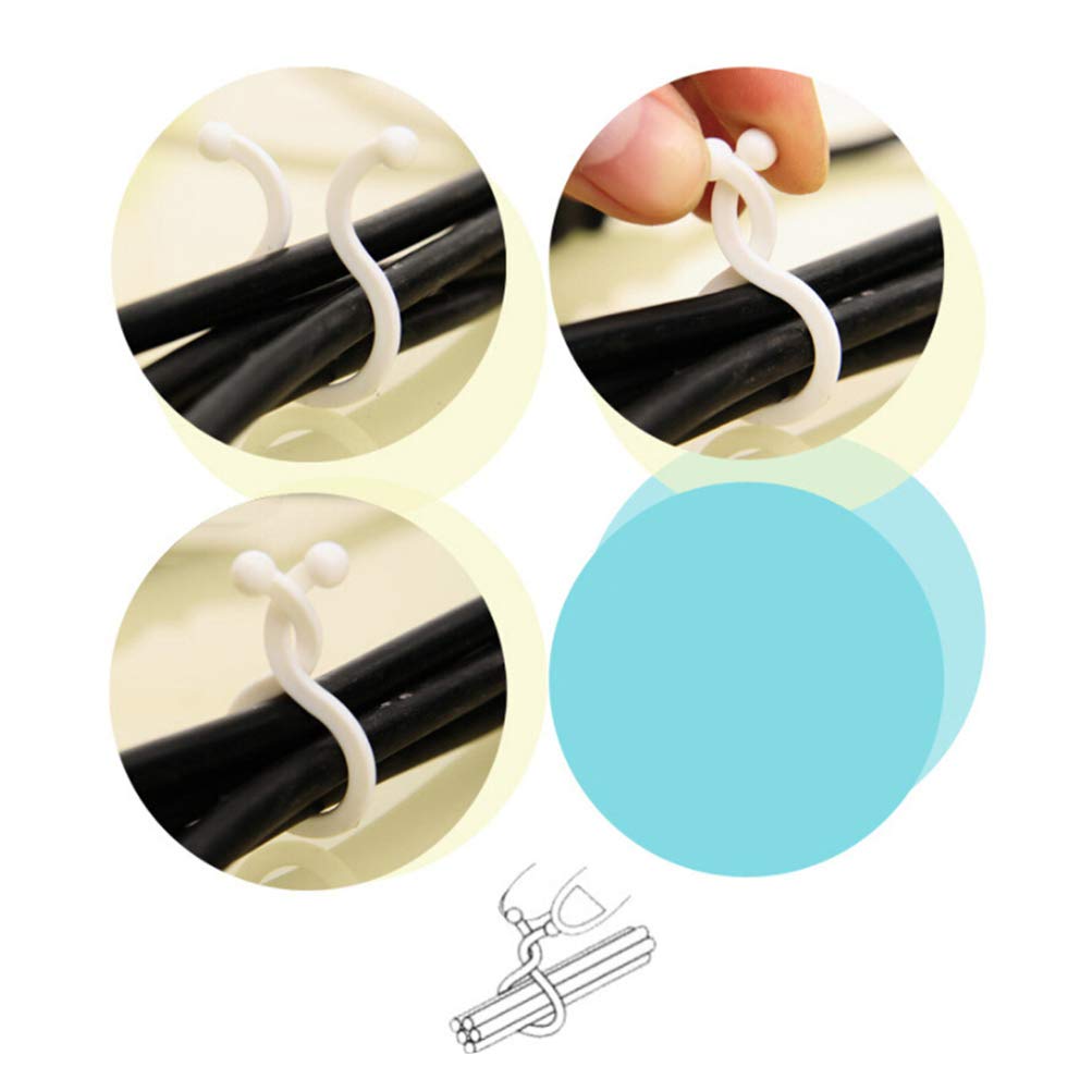 Hemobllo 150pcs Cable Organizer Clips Winder for USB Power and Charging Cords Black Wire Management for Home Office and Travel