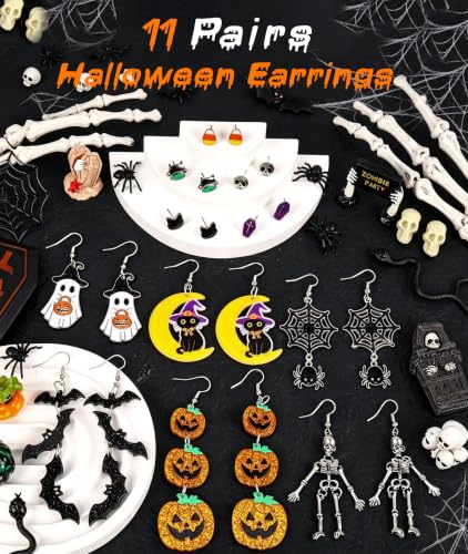 LUYI 11-Pair Halloween Earrings Set - image 4