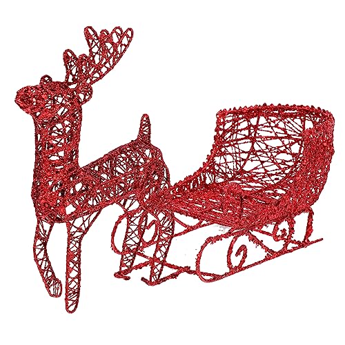 Alipis 1 Juego Adornos Navideños De Alces Centros De Mesa De Comedor Trineo De Navidad Centro De Mesa Estatuilla De Navidad Trineo De Renos Ornamento Polvo De Oro Accesorios Planchar Rojo